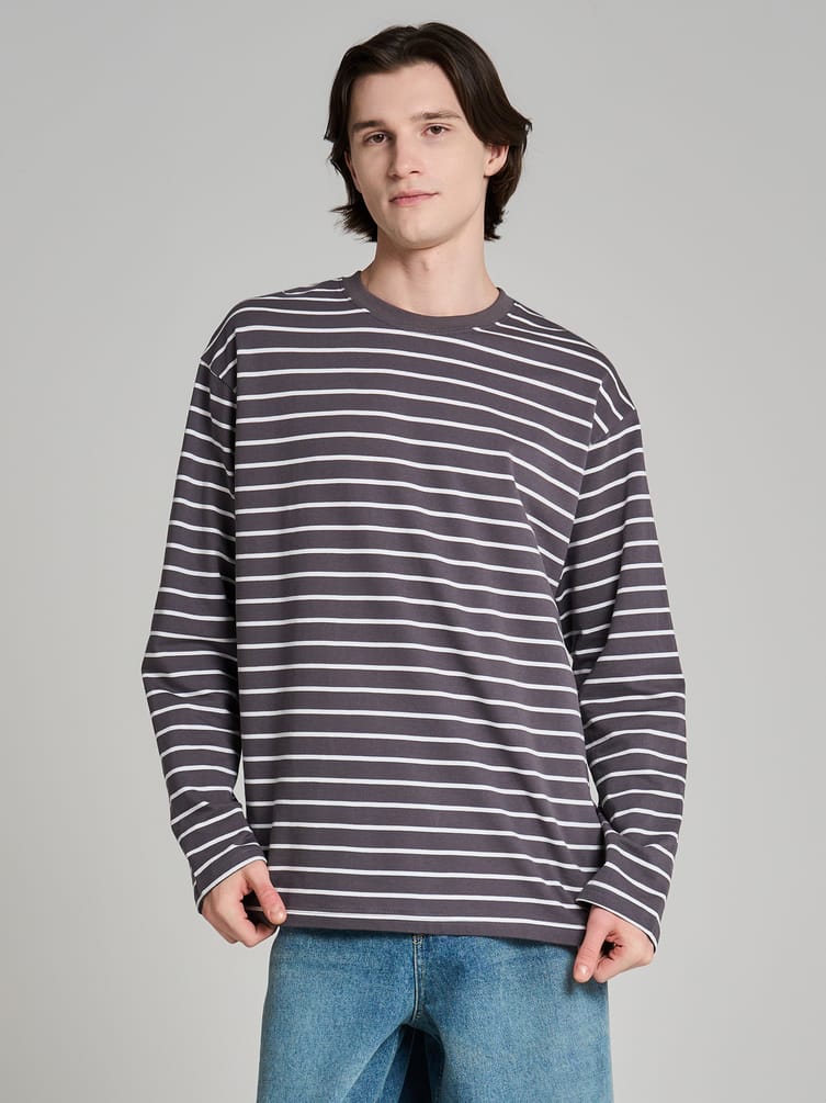 Полосатый лонгслив оверсайз