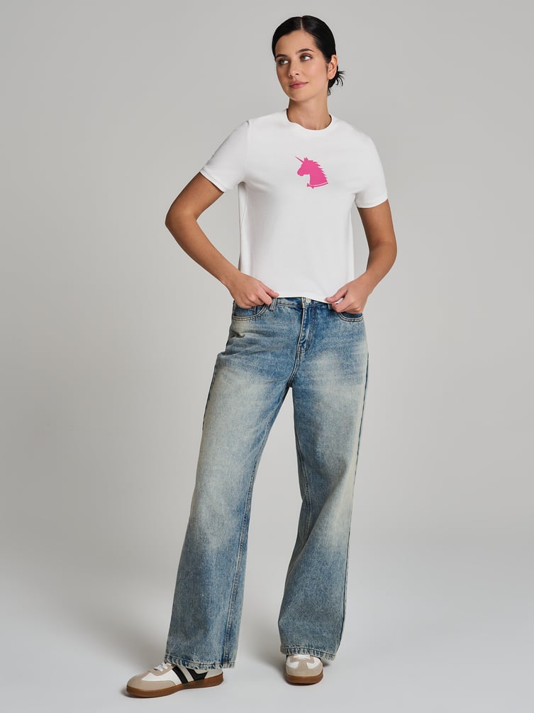 Футболка из хлопка с принтом единорога