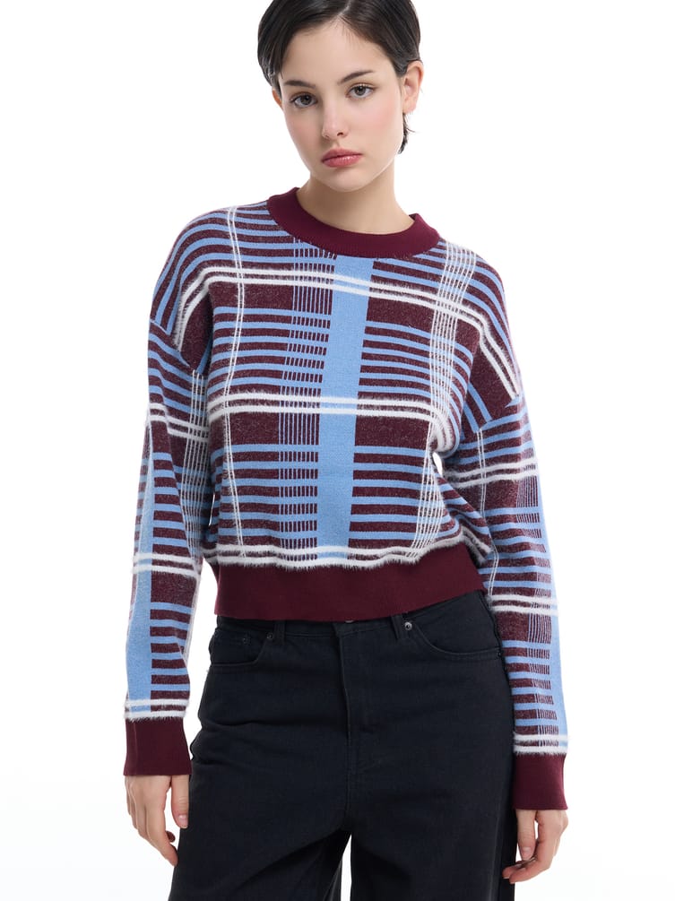 Джемпер трикотажный в клетку