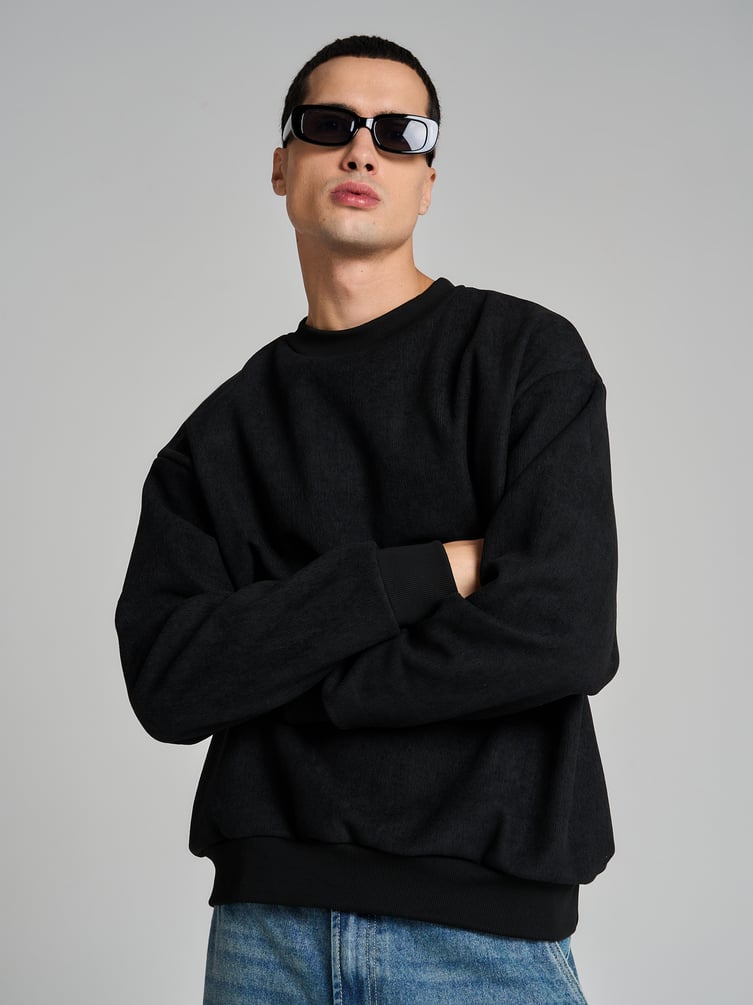 Свитшот свободный в рубчик без начеса