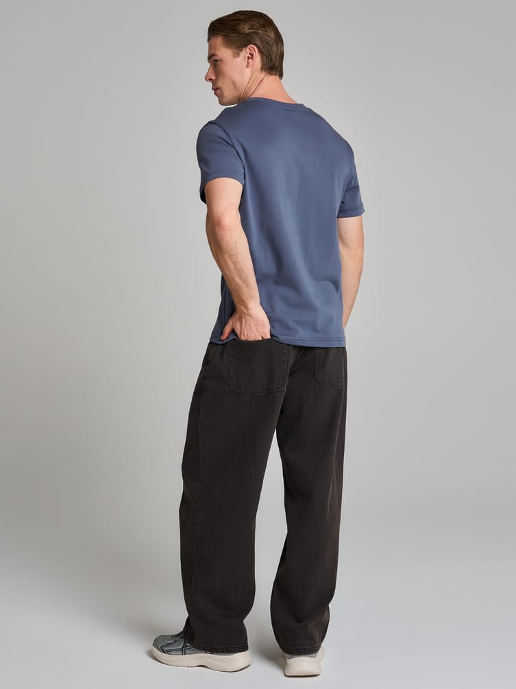 Джинсы багги широкие с вареный эффектом