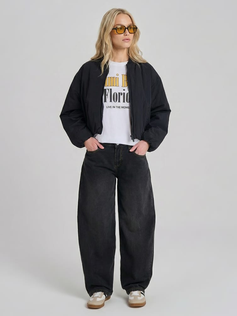 Джинсы баллоны со средней посадкой