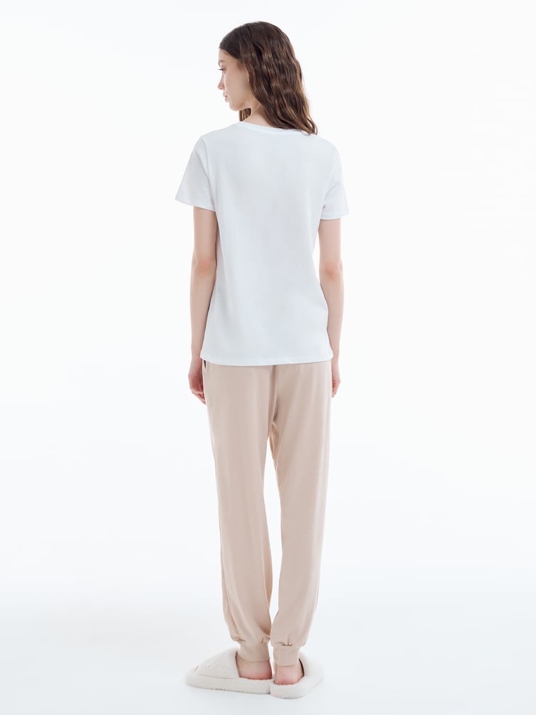 Пижама из хлопка с принтом и брюками