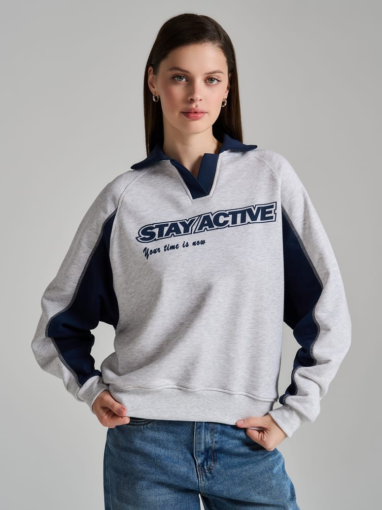 Свитшот поло с надписью Stay Active