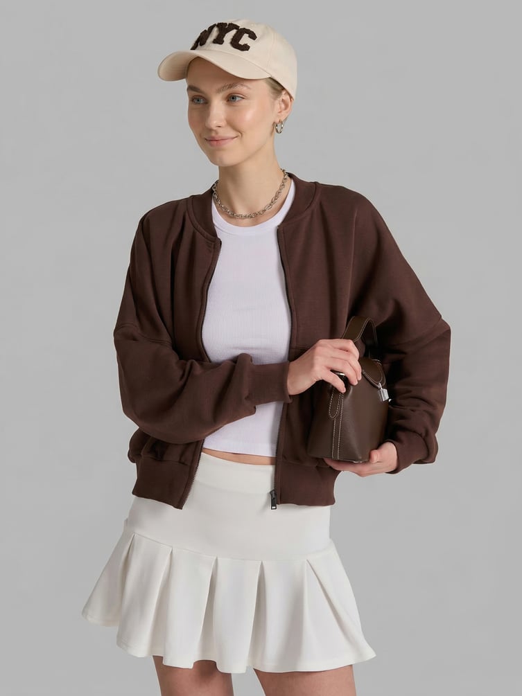 Толстовка бомбер укороченная