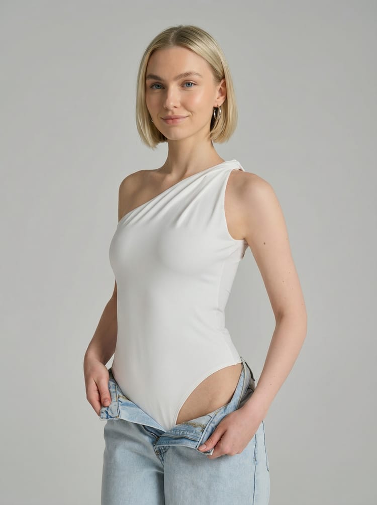 Боди нарядное с лямкой на одно плечо