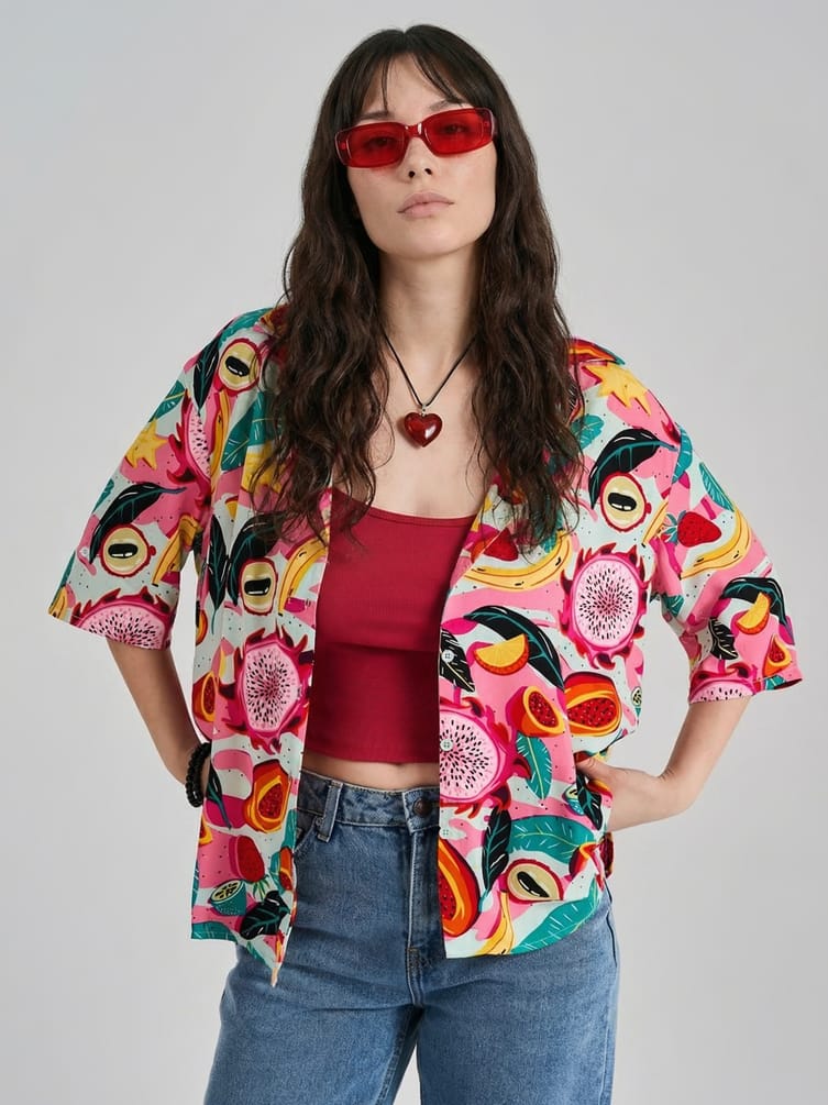 Рубашка гавайская с принтом