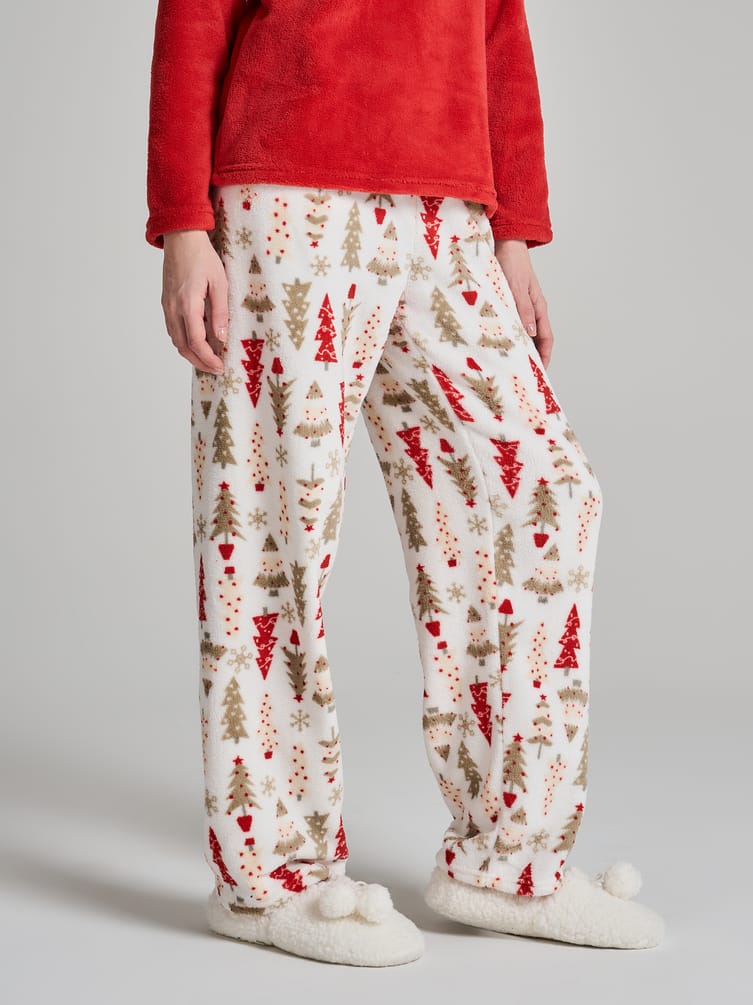 Пижама плюшевая новогодняя с брюками