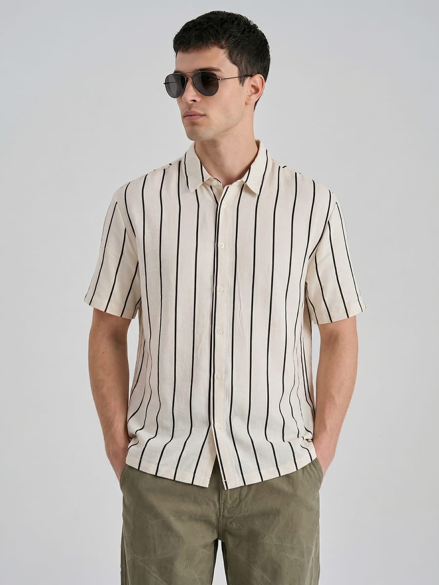 Летняя рубашка из вискозы в полоску