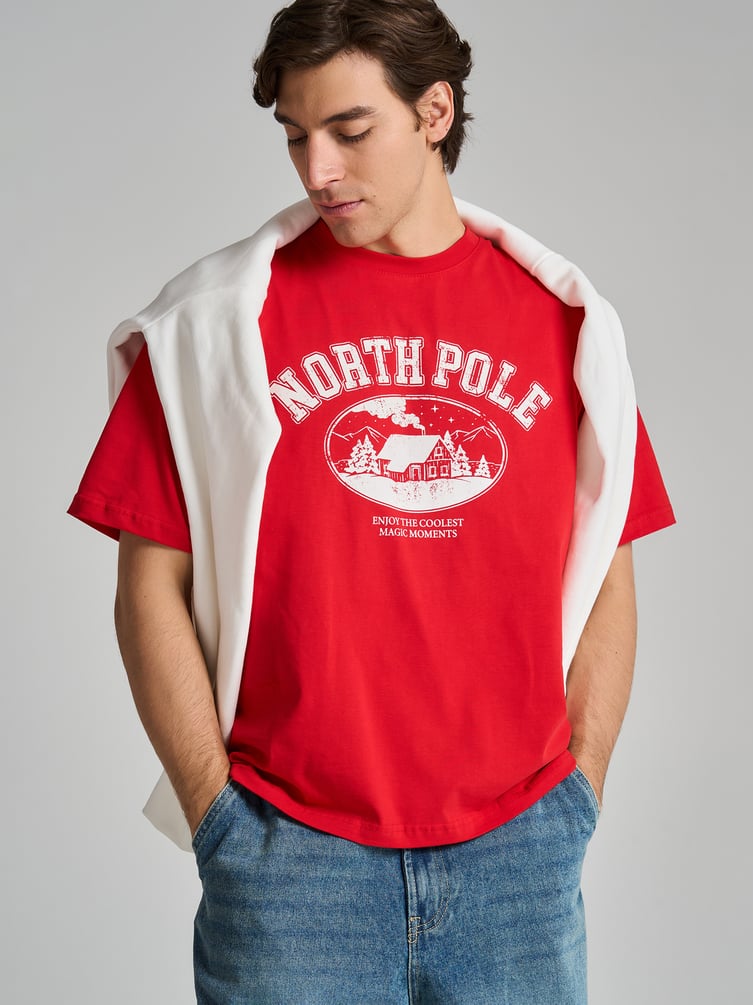 Футболка свободного кроя из хлопка с принтом