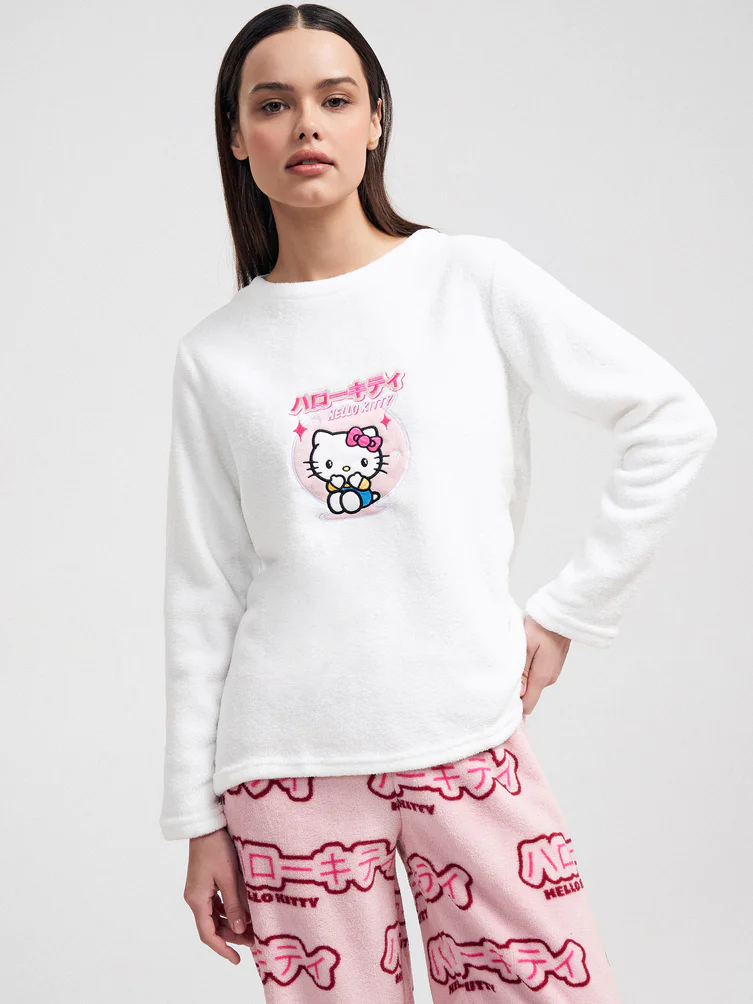 Плюшевая зимняя пижама с вышивкой Hello Kitty