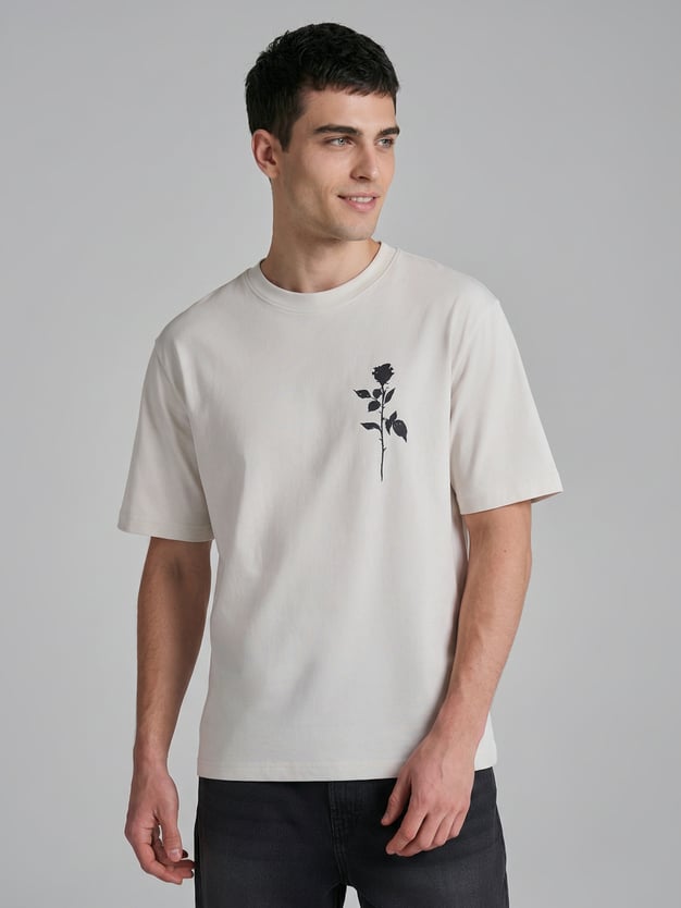 Футболка хлопковая с принтом розы