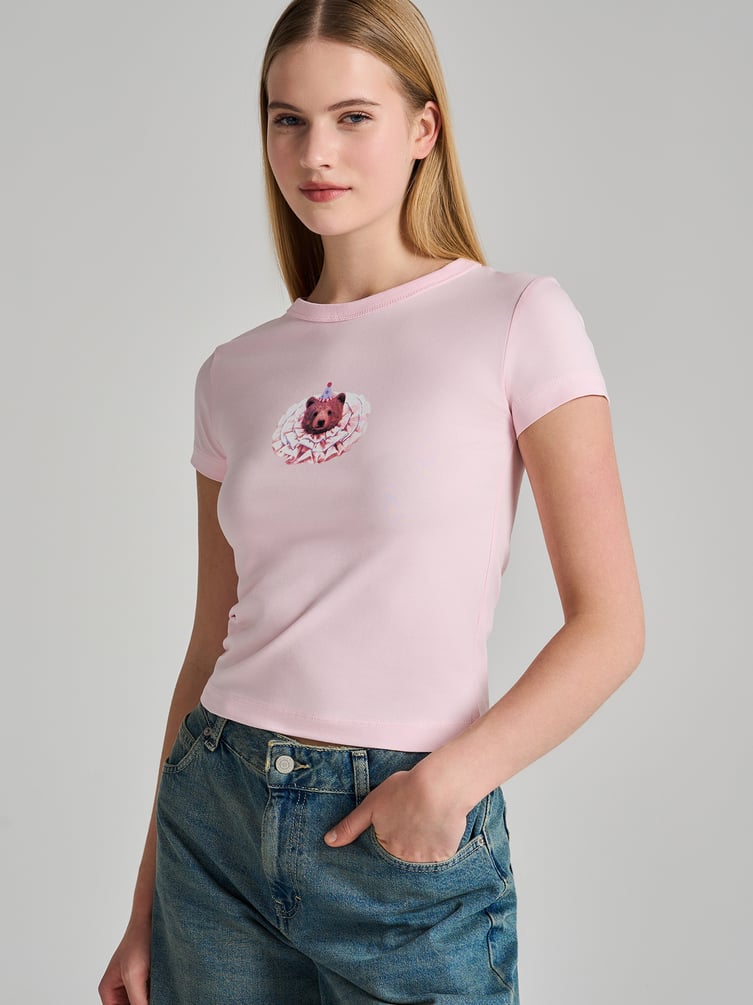 Футболка облегающая с принтом