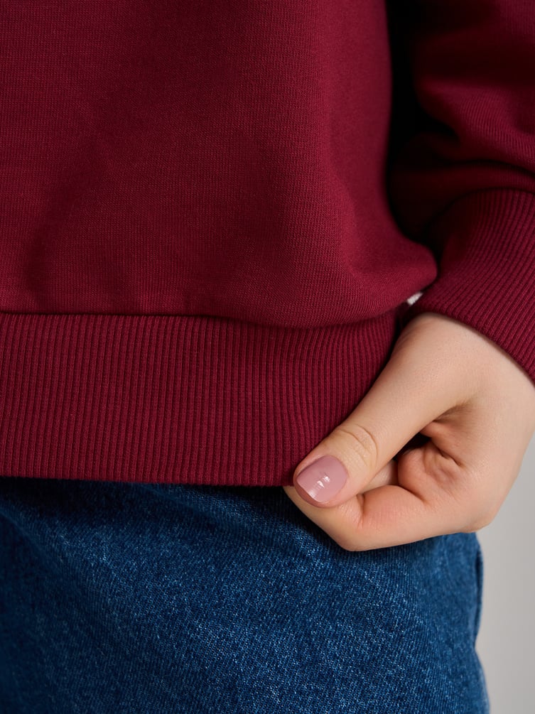 Теплая толстовка оверсайз с полузамком и начесом