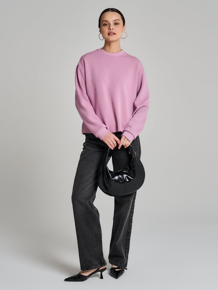 Трикотажный свитшот в рубчик