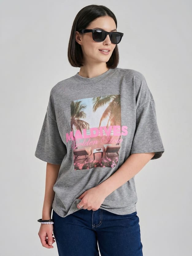 Футболка оверсайз с принтом пальм