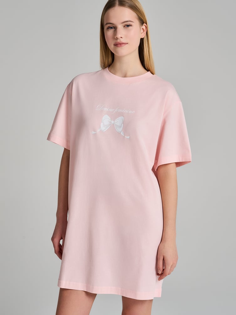 Хлопковая ночная сорочка с принтом