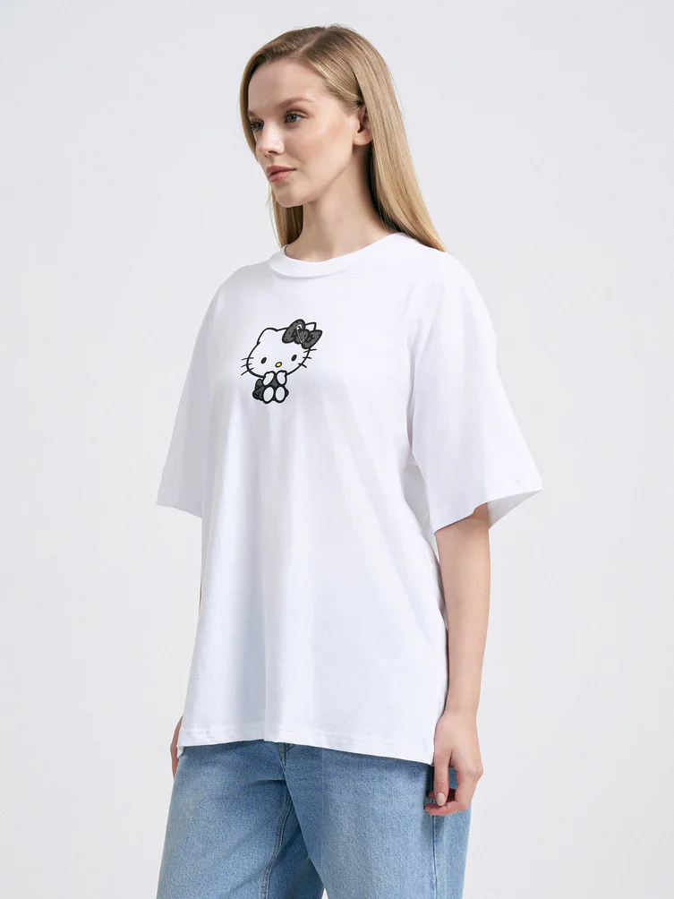 Хлопковая футболка с принтом Hello Kitty