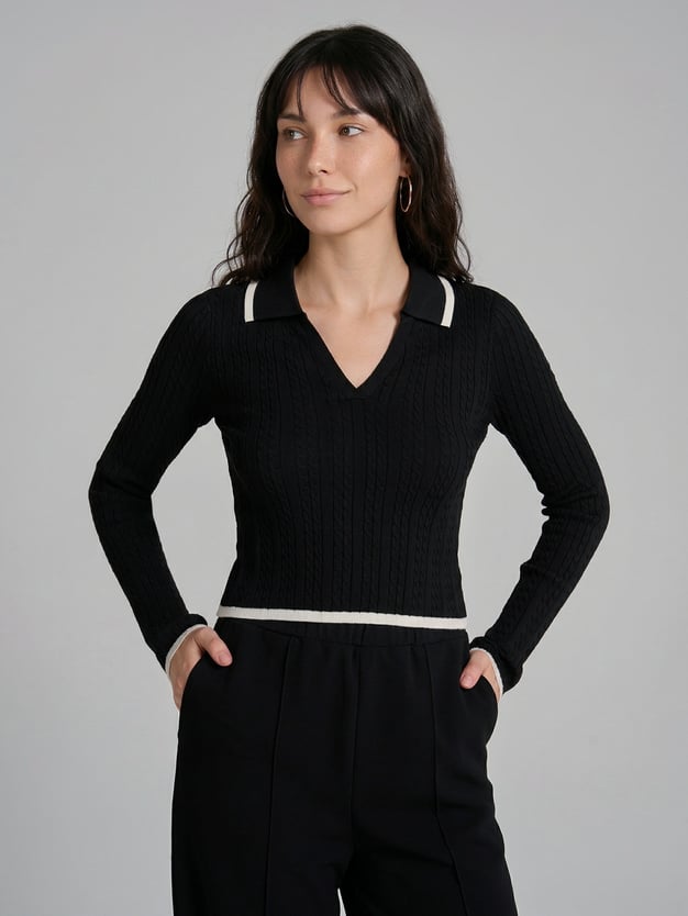 Пуловер трикотажный с косами