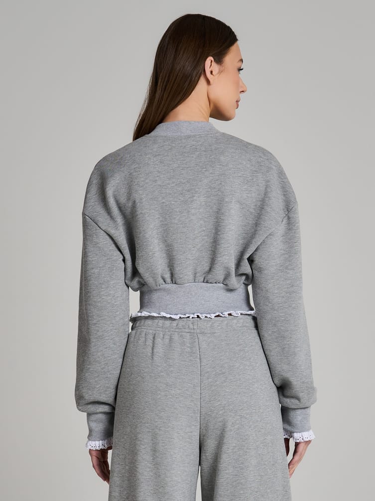 Укороченная толстовка с кружевом