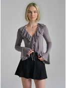 Кардиган на завязках с рюшами