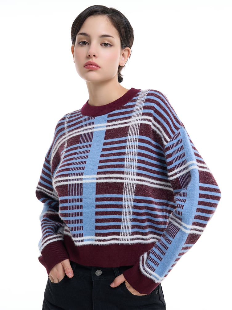 Джемпер трикотажный в клетку