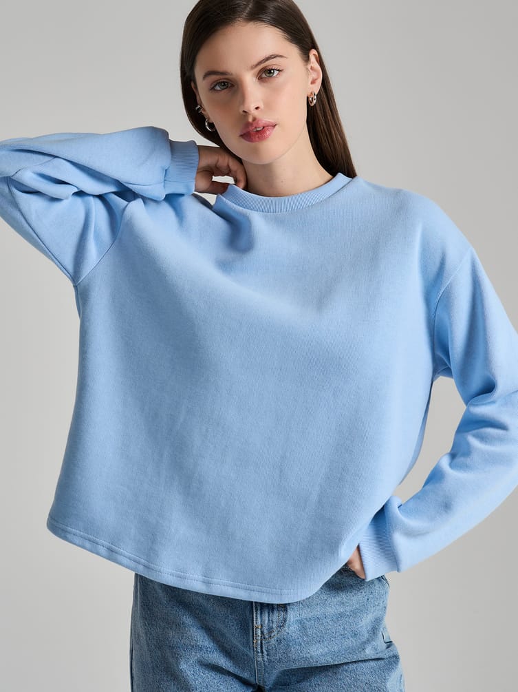 Трикотажный свитшот в рубчик