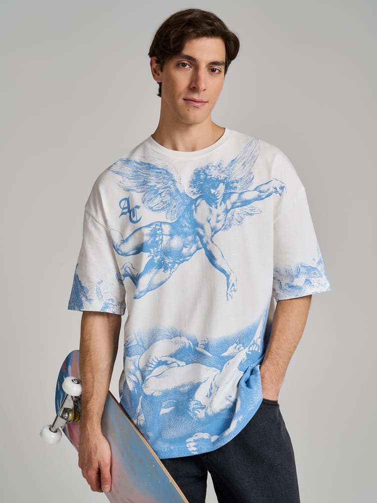 Футболка из хлопка с принтом ангела