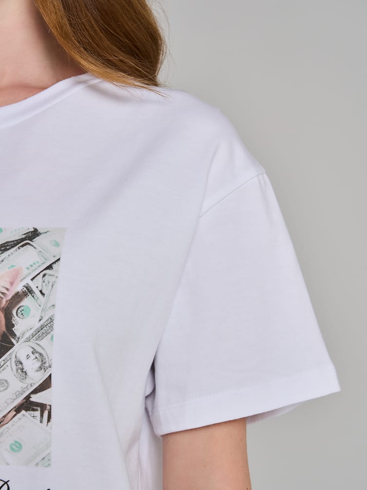 Футболка оверсайз с принтом кота