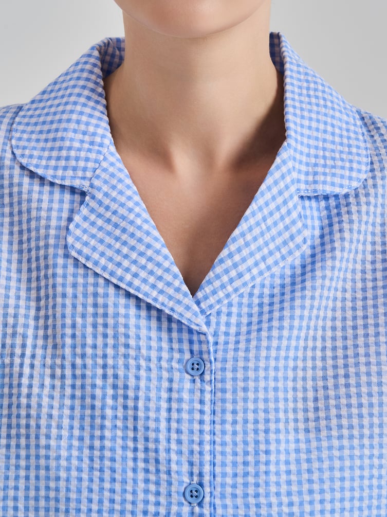 Пижама в клетку с рубашкой и шортами