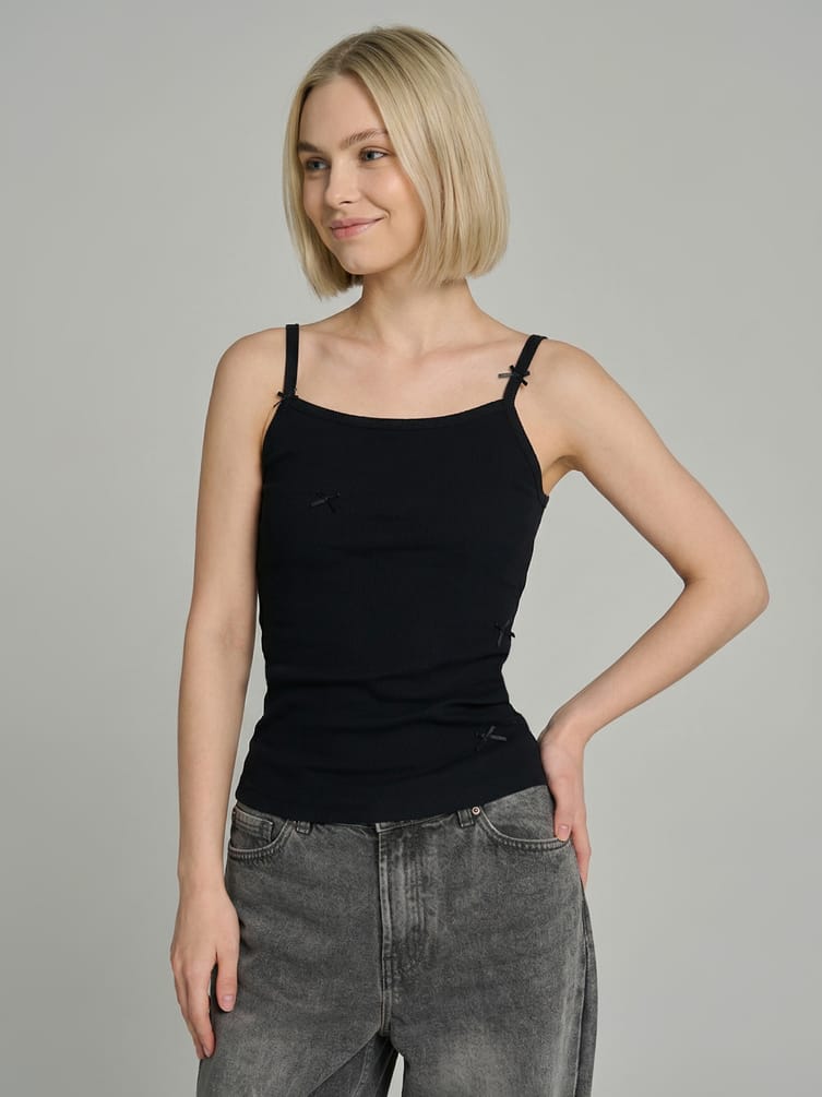 Майка в рубчик с бантиками