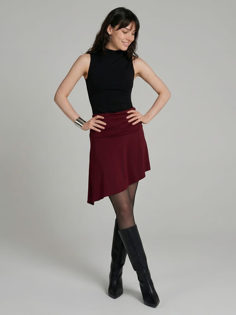 Мини юбка асимметричная с широким поясом