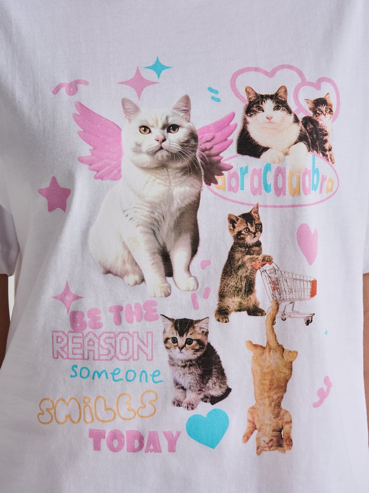 Пижама с принтом котиков и брюками