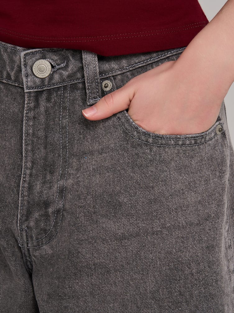 Джинсы широкие с завышенной талией