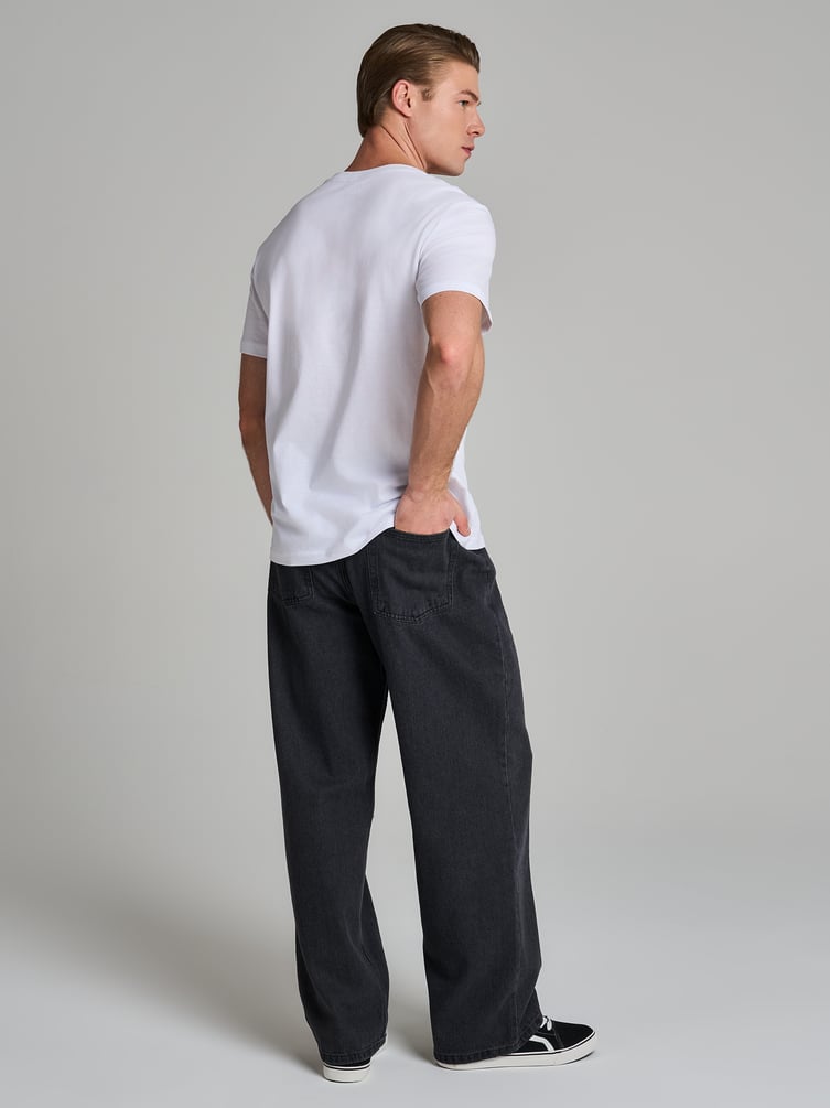 Джинсы багги широкие с вареный эффектом