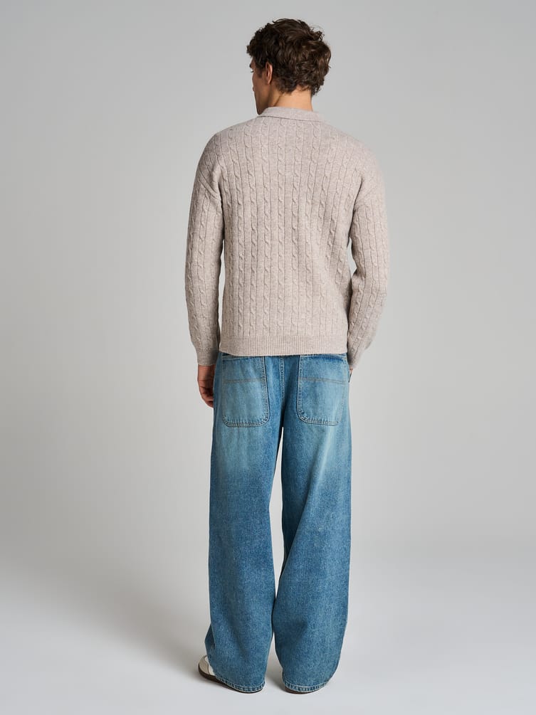 Свитер-поло вязаный с полузамком молния