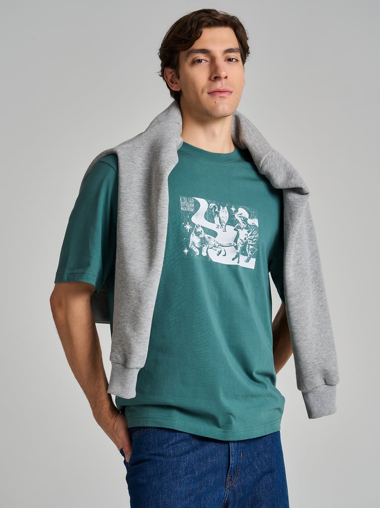 Футболка хлопок с новогодним принтом