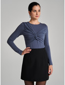 Боди-блузка с драпировкой и длинным рукавом