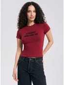 Хлопковая приталенная футболка с надписью