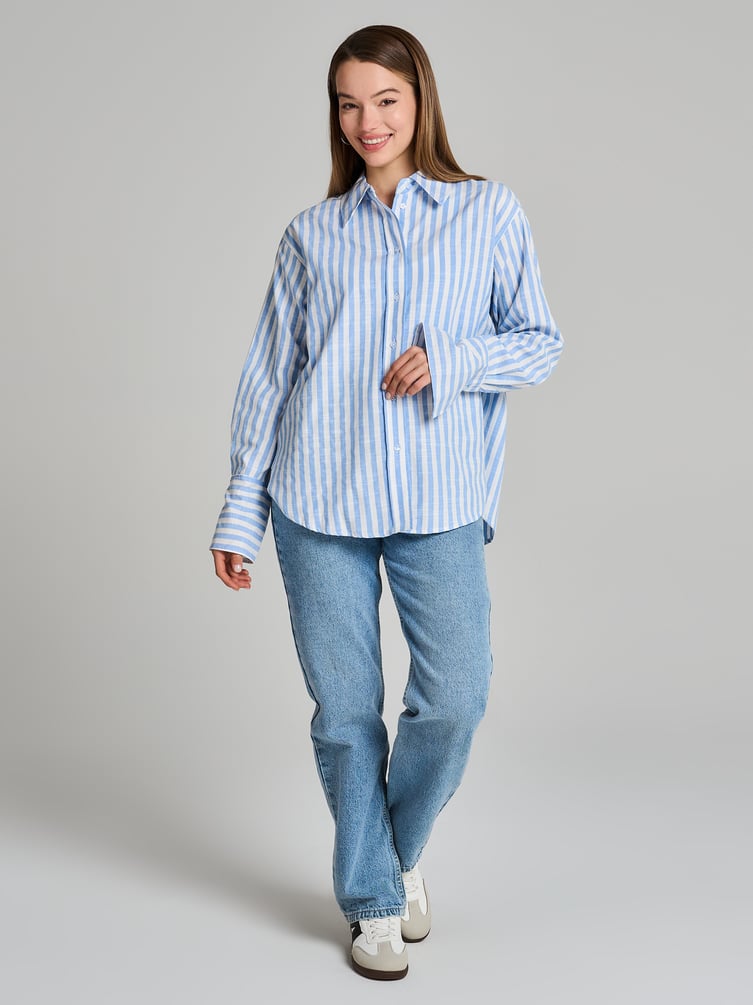 Плотная классическая рубашка в полоску