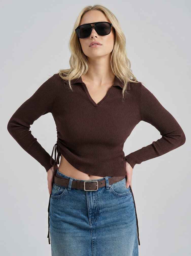 Джемпер приталенный с завязками