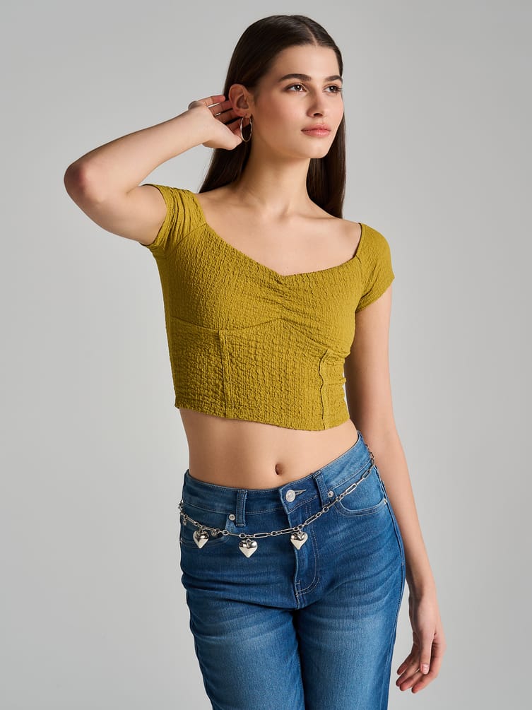 Кроп-топ из жатой ткани