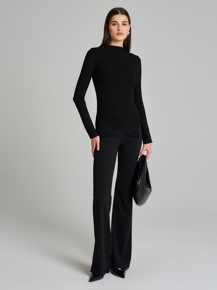 Лонгслив асимметричный в рубчик