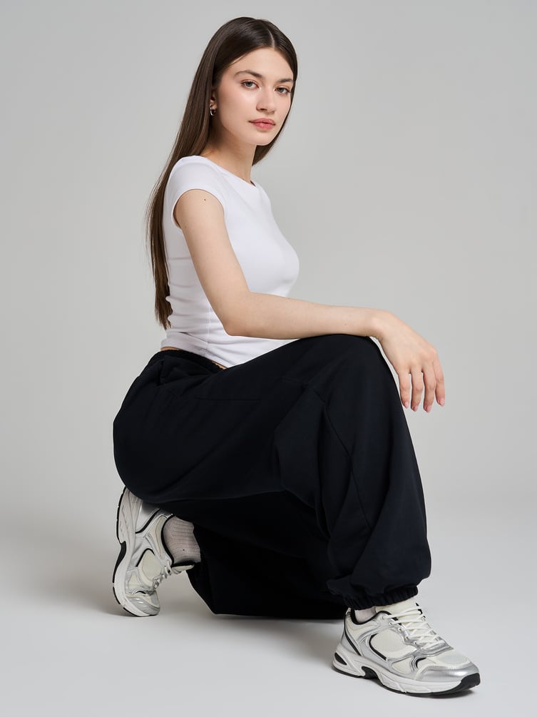 Спортивные брюки джоггеры с высокой талией