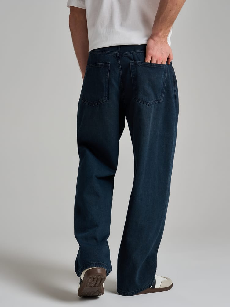 Джинсы багги широкие с вареный эффектом