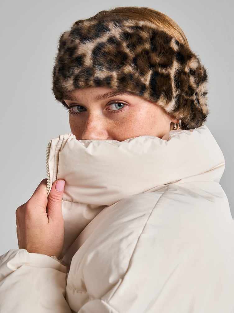 Леопардовая меховая повязка на голову