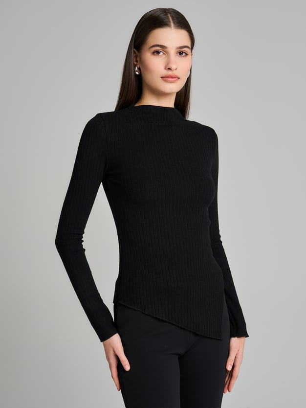 Лонгслив асимметричный в рубчик