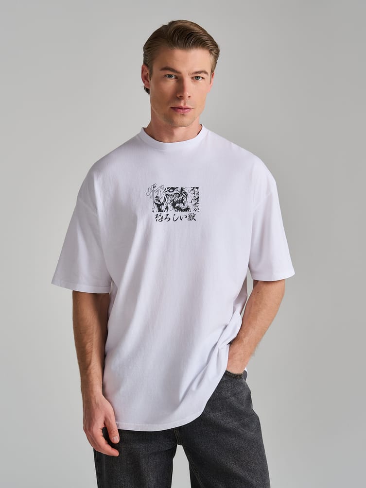 Футболка с принтом аниме монстра