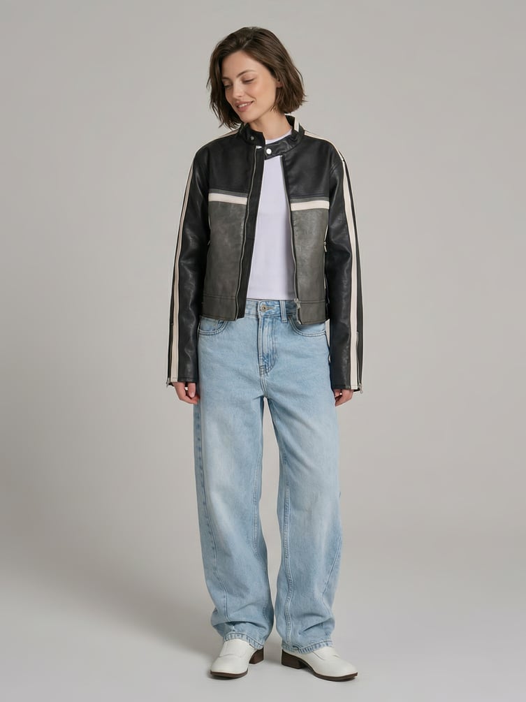 Джинсы прямые со смещенными боковыми швами