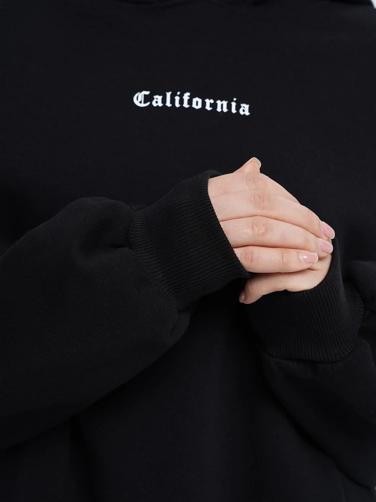 Худи оверсайз с надписью Los Angeles на спине и начесом